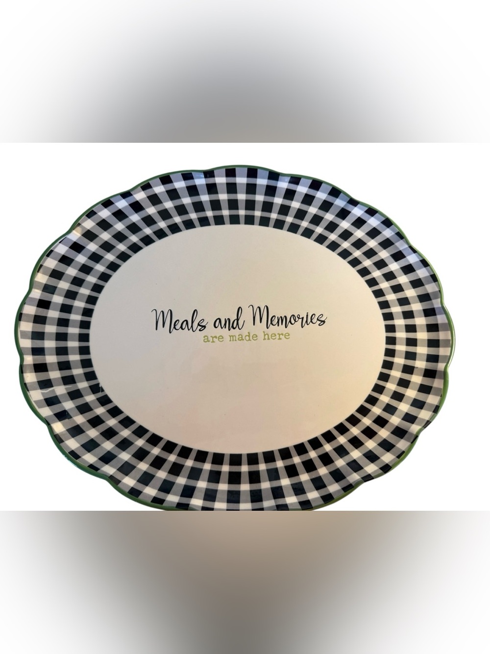 Cracker Barrel Meals Memories Serving Platter Buffalo Check Stoneware 15.5”